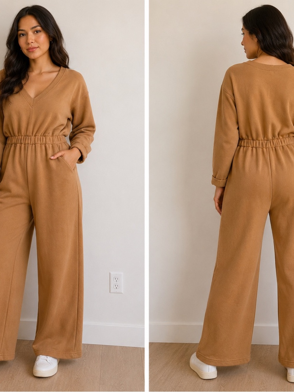 Women's Wide-Leg Jumpsuit in Camel